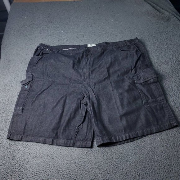 Liberty Blues Cargo Denim Jean Shorts Big Mens 60 Black Khaki - Picture 1 of 8